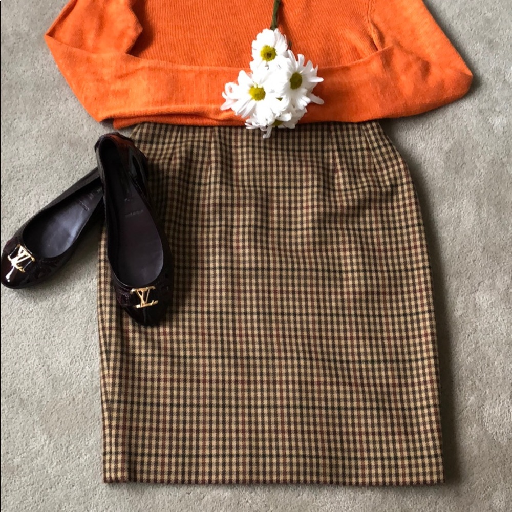 Checkered Pattern Pencil Skirt